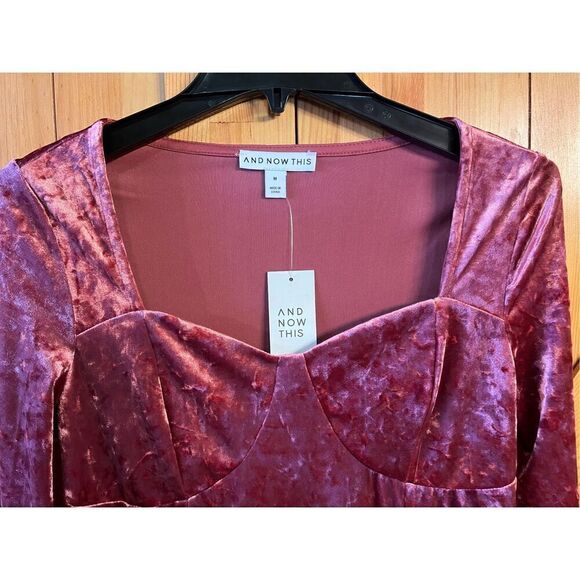 AND NOW THIS Size Medium Corset-Style Crushed-Velvet Dress nwt (3369) - Picture 3 of 6